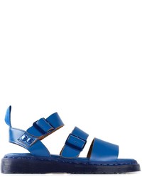 blaue flache Sandalen aus Leder von Dr. Martens