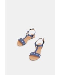 blaue flache Sandalen aus Leder von Esprit