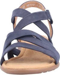 blaue flache Sandalen aus Leder von Gabor