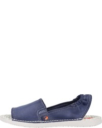 blaue flache Sandalen aus Leder von Softinos