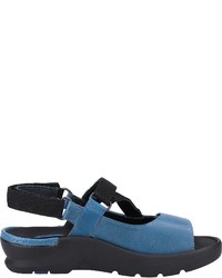 blaue flache Sandalen aus Leder von Wolky