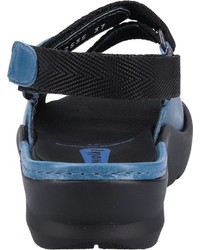 blaue flache Sandalen aus Leder von Wolky