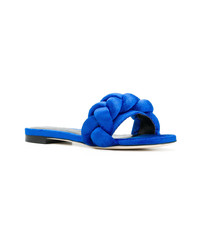 blaue flache Sandalen aus Satin von Marco De Vincenzo