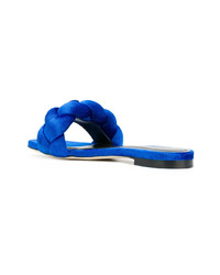 blaue flache Sandalen aus Satin von Marco De Vincenzo