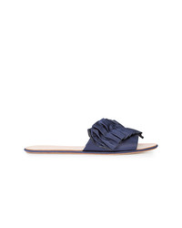 blaue flache Sandalen aus Satin von Loeffler Randall