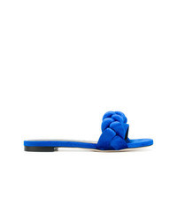 blaue flache Sandalen aus Satin von Marco De Vincenzo
