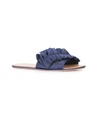 blaue flache Sandalen aus Satin von Loeffler Randall