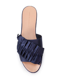 blaue flache Sandalen aus Satin von Loeffler Randall