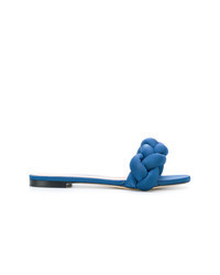 blaue flache Sandalen aus Segeltuch