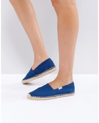 blaue flache Sandalen aus Segeltuch von Soludos