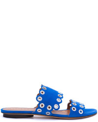 blaue flache Sandalen aus Wildleder von Derek Lam