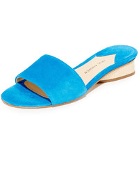 blaue flache Sandalen aus Wildleder von Paul Andrew