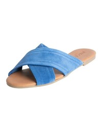 blaue flache Sandalen aus Wildleder von Pieces