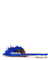 blaue flache Sandalen von Aquazzura