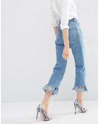 blaue Jeans mit Fransen von Asos