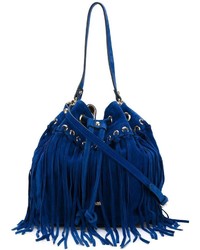 blaue Shopper Tasche aus Leder mit Fransen von Just Cavalli