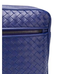 blaue geflochtene Leder Clutch Handtasche von Bottega Veneta