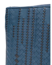 blaue geflochtene Leder Clutch Handtasche von Bottega Veneta