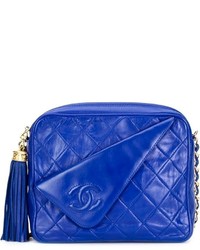 blaue gesteppte Leder Umhängetasche von Chanel