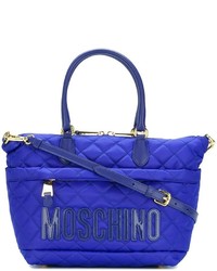 blaue gesteppte Shopper Tasche aus Leder von Moschino