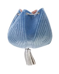 blaue gesteppte Shopper Tasche aus Samt von The Volon