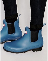 blaue Gummi Chelsea Boots