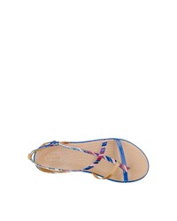 blaue Gummi flache Sandalen von Crocs