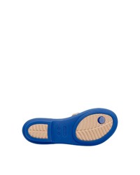blaue Gummi flache Sandalen von Crocs