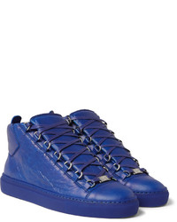 blaue hohe Sneakers aus Leder