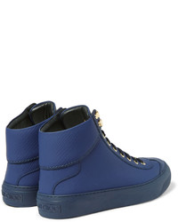 blaue hohe Sneakers aus Leder von Jimmy Choo