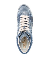 blaue hohe Sneakers aus Leder von Hogan