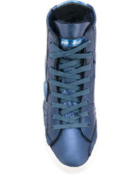 blaue hohe Sneakers aus Leder von Philippe Model