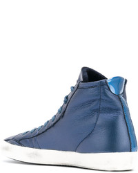 blaue hohe Sneakers aus Leder von Philippe Model