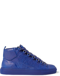 blaue hohe Sneakers aus Leder