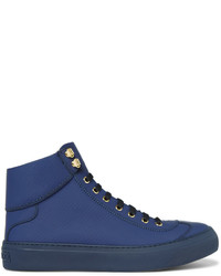 blaue hohe Sneakers aus Leder von Jimmy Choo