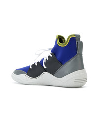 blaue hohe Sneakers aus Leder von Lanvin