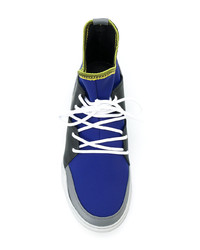 blaue hohe Sneakers aus Leder von Lanvin