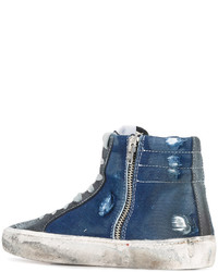 blaue hohe Sneakers aus Leder von Golden Goose Deluxe Brand