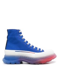 blaue hohe Sneakers aus Segeltuch von Alexander McQueen