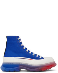 blaue hohe Sneakers aus Segeltuch von Alexander McQueen