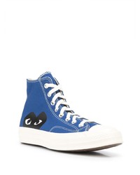 blaue hohe Sneakers aus Segeltuch von Comme des Garcons