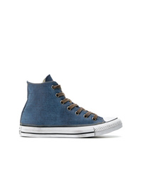 blaue hohe Sneakers aus Segeltuch von Converse