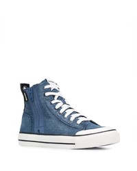 blaue hohe Sneakers aus Segeltuch von Diesel