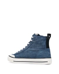 blaue hohe Sneakers aus Segeltuch von Diesel