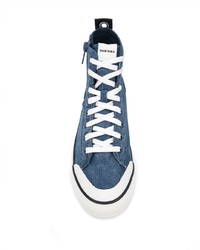 blaue hohe Sneakers aus Segeltuch von Diesel