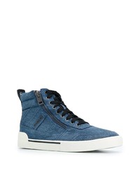 blaue hohe Sneakers aus Segeltuch von Diesel