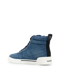 blaue hohe Sneakers aus Segeltuch von Diesel