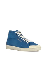 blaue hohe Sneakers aus Segeltuch von Saint Laurent