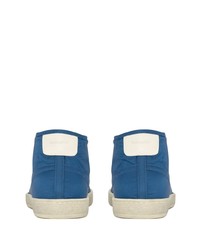 blaue hohe Sneakers aus Segeltuch von Saint Laurent