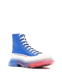 blaue hohe Sneakers aus Segeltuch von Alexander McQueen